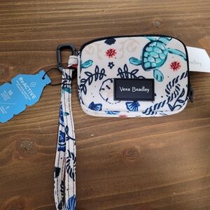 Vera Bradley Blue and Cream Turtle Wristlet